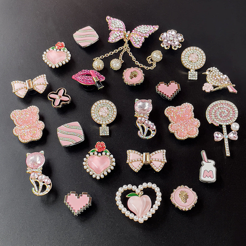 Wholesale Sweet Pink Princess Diamond Shoe Buckle Metal Charm Decorative Fashion Accessory For Sandals Gift Boutique Resale