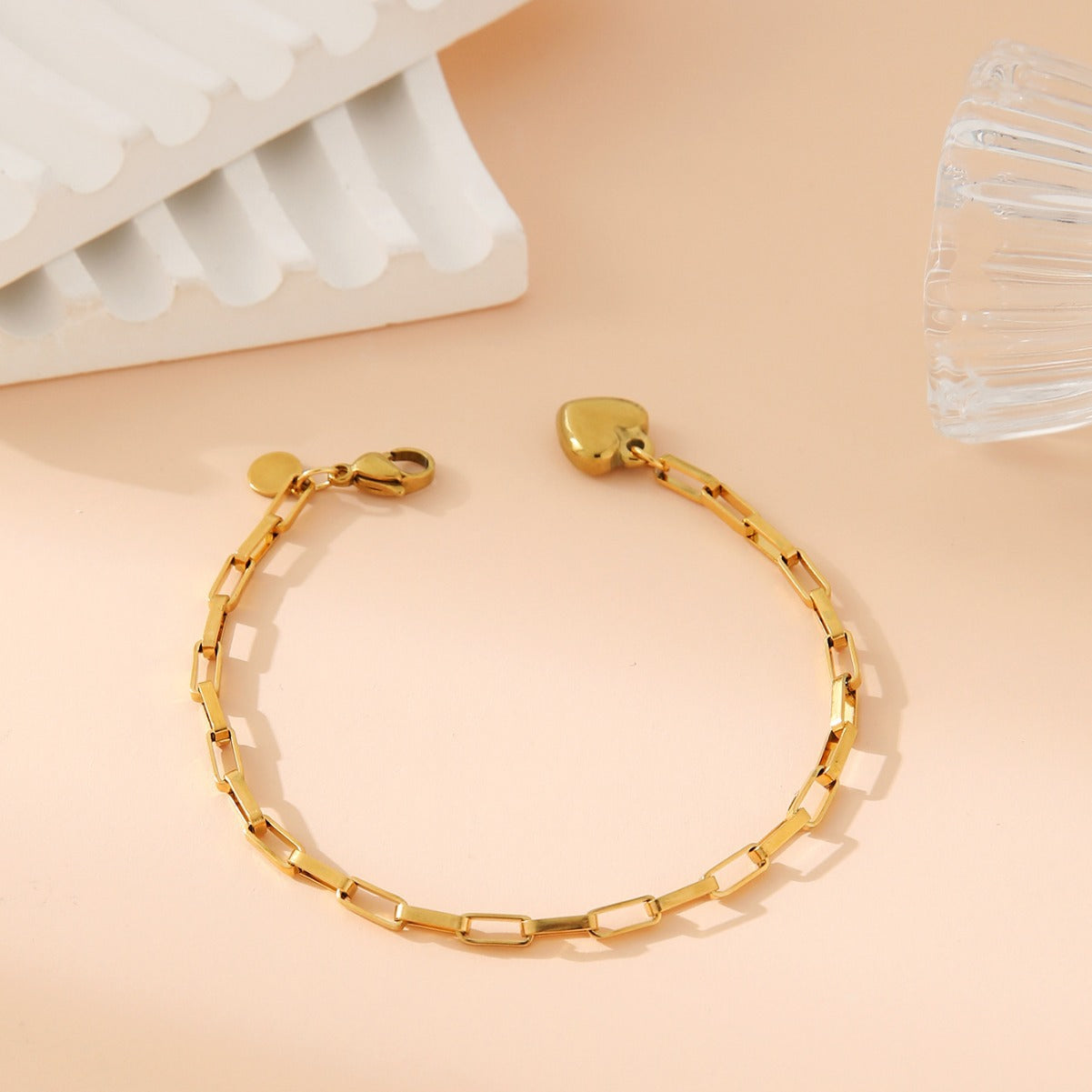 Wholesale stainless steel cross love round pendant bracelet