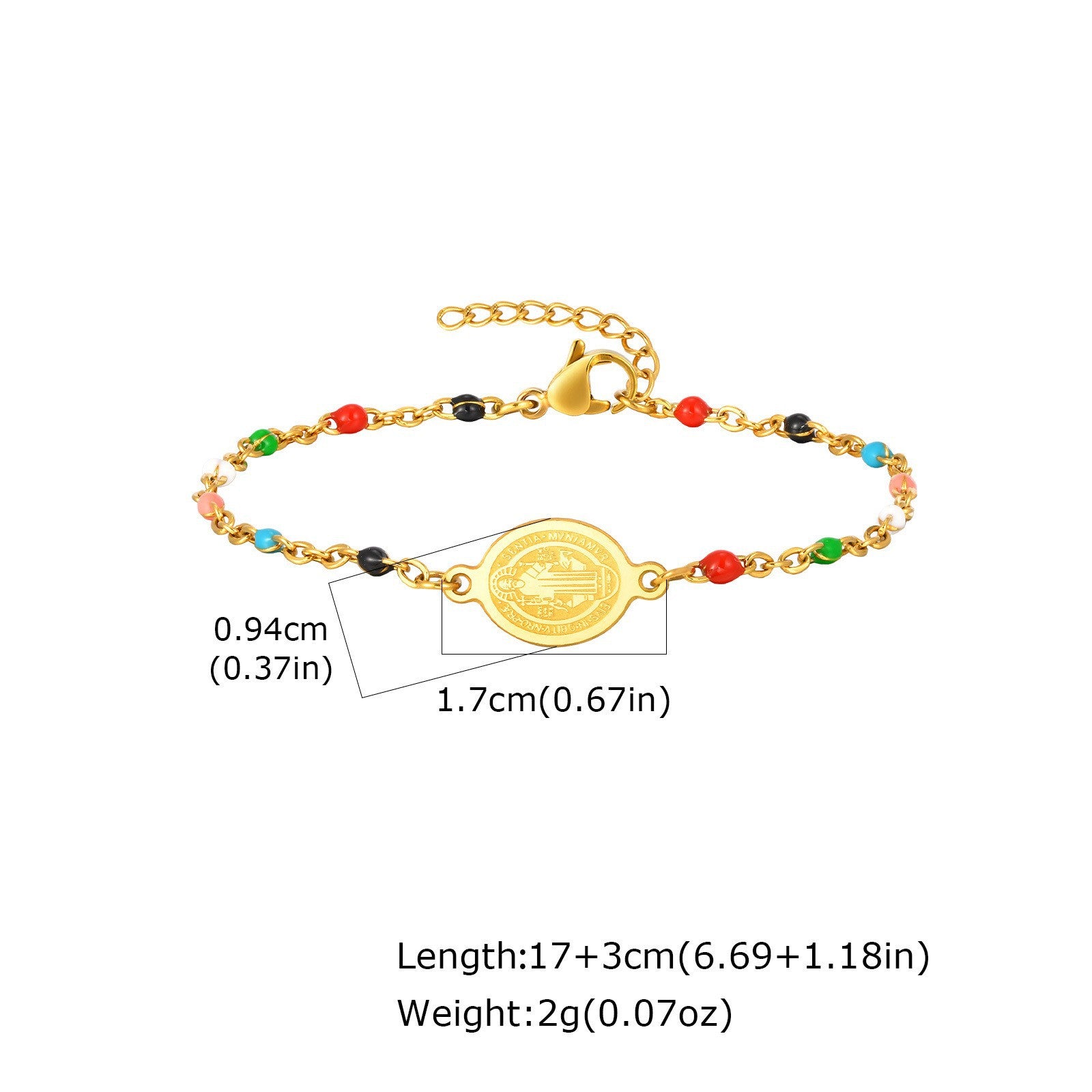 Wholesale Trendy Stainless Steel Colorful Bead Bracelet With Gold Tone Hollow Medal For Women Fashion Jewelry Accessory