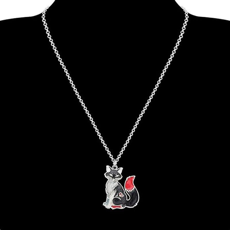 Wholesale Enamel oil drop pendant colorful fox necklace