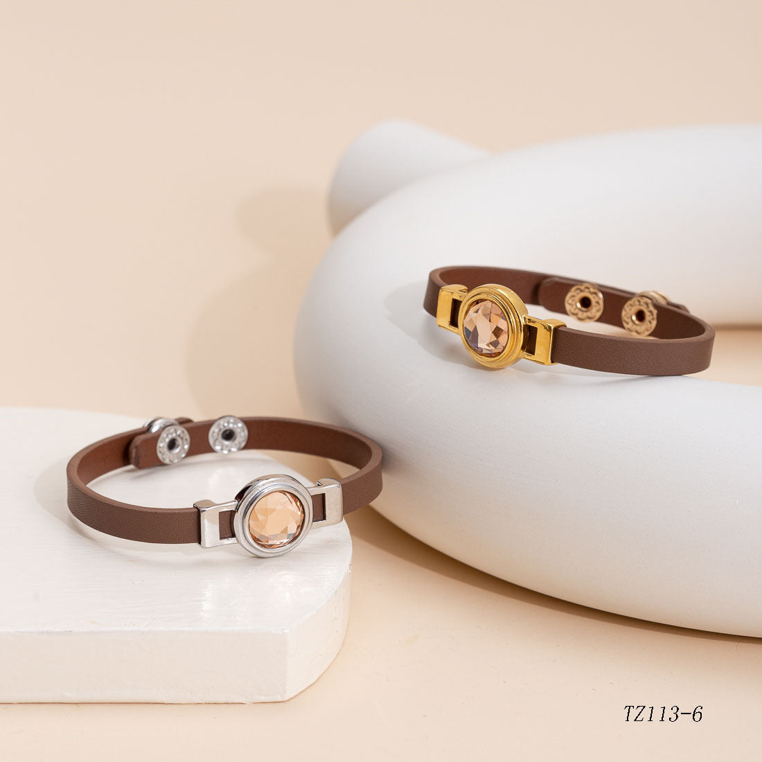 Wholesale Geometric circular leather bracelet