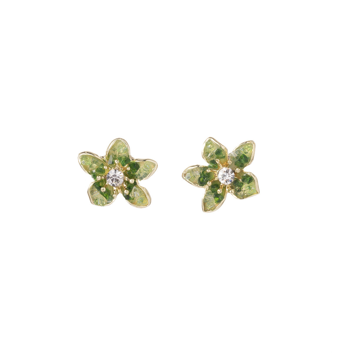 Wholesale Green crystal flower stud earrings
