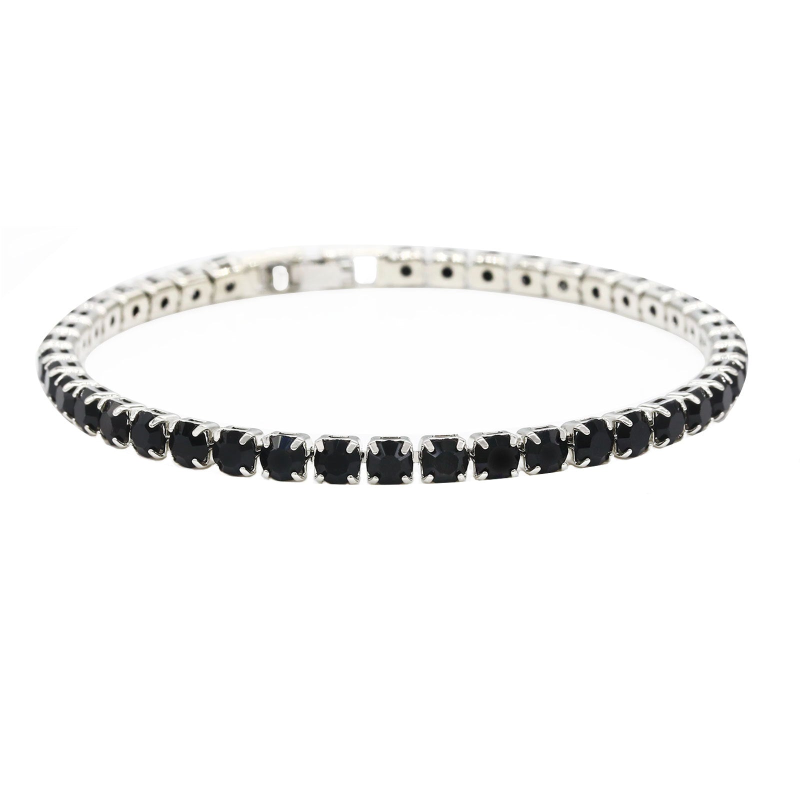 Wholesale Stylish Alloy Tennis Bracelet Geometric Rhinestone Design Platinum White Finish 17Cm Unisex Everyday Jewelry Gift