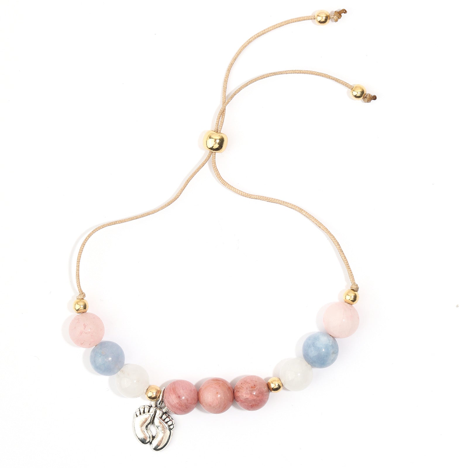 Wholesale Redwood Stone Bracelet Amethyst Moonstone Cord Beaded Adjustable Bracelet