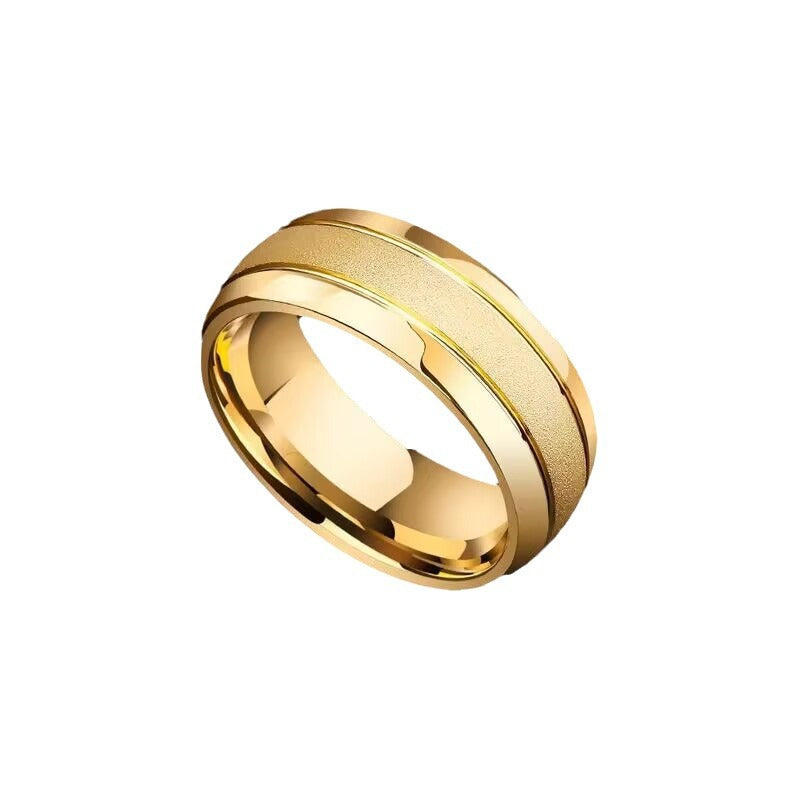 Wholesale  titanium steel frosted ring 18K gold ring