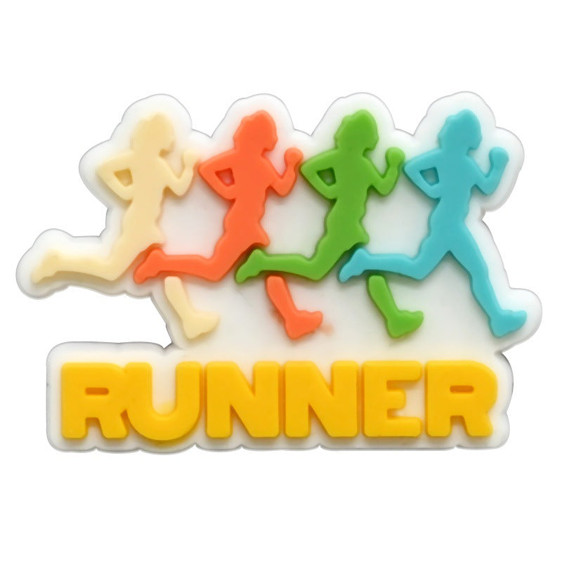 Decorazione casuale all'ingrosso della fibbia della scarpa in gomma morbida del PVC di serie di maratona da 100 pezzi