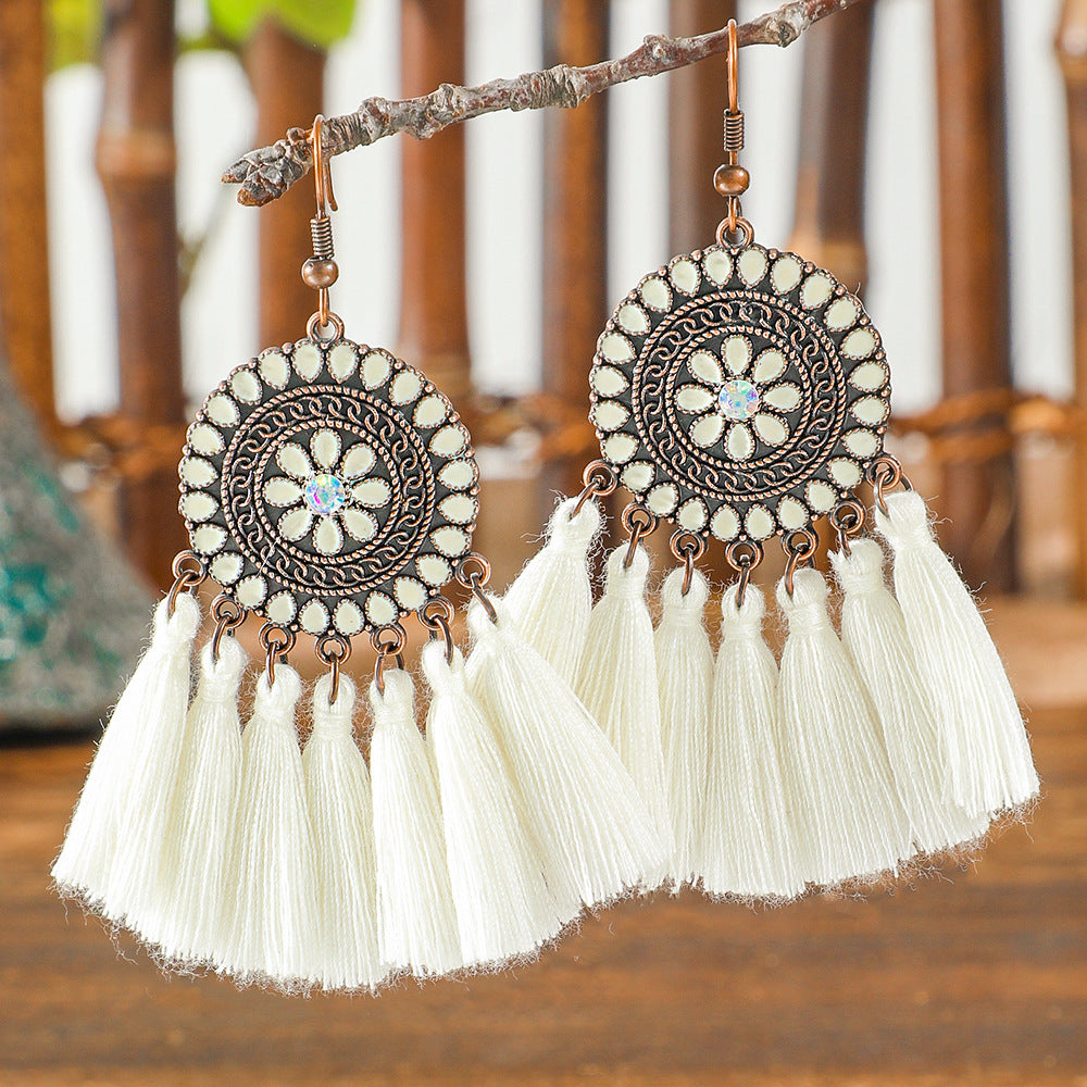 Wholesale Alloy Bohemian Tassel Earrings Trendy Fashion Accessory for Boutique Resale