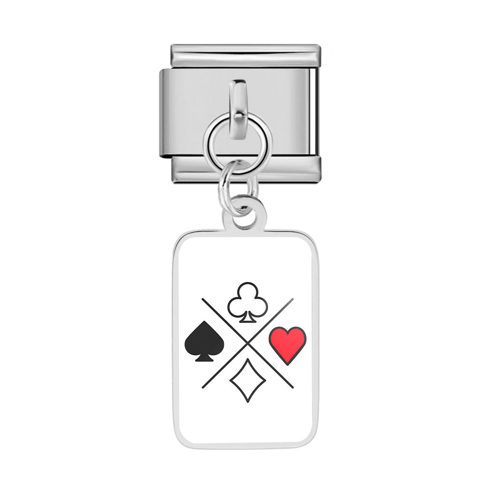 Wholesale Trendy Playing Card Pendant Stainless Steel Bracelet Fashion Accessory For Boutique Resale