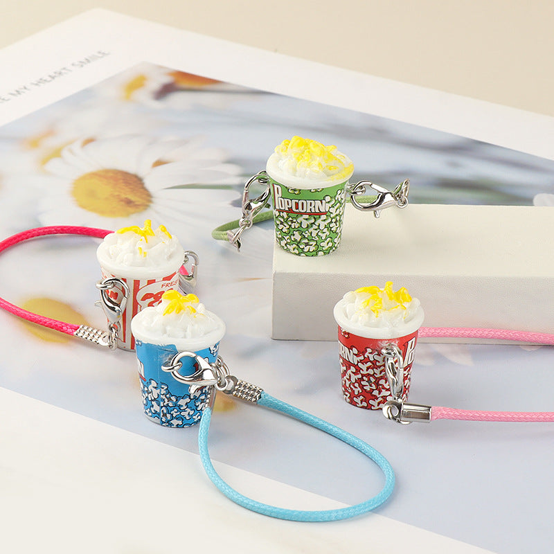 Wholesale Cute cartoon popcorn bucket keychain pendant doll accessories