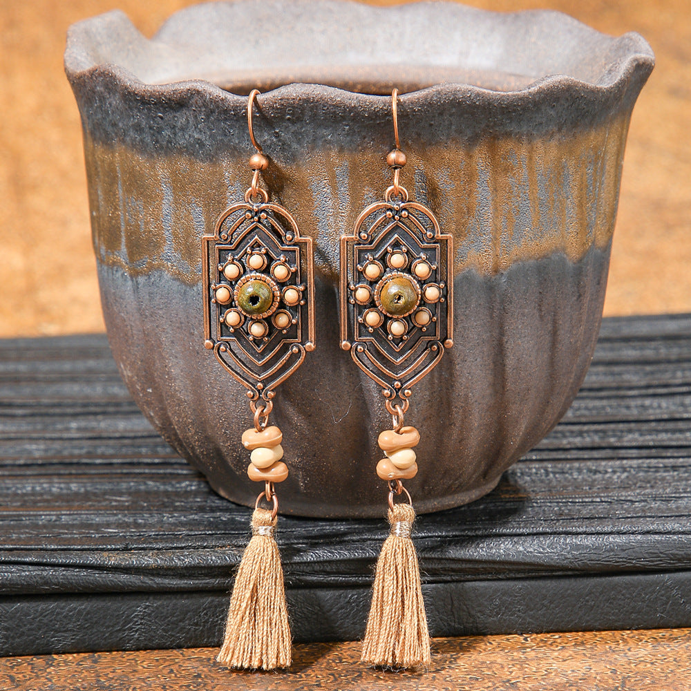 Wholesale Zinc Alloy Bohemian Geometric Tassel Earring Set - Trendy Jewelry Accessory for Boutique Resale