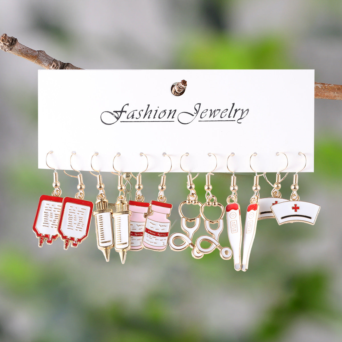 Wholesale  Nurses Day Nurses Hat Nurses Clothing Stethoscope Pendant Earrings suit