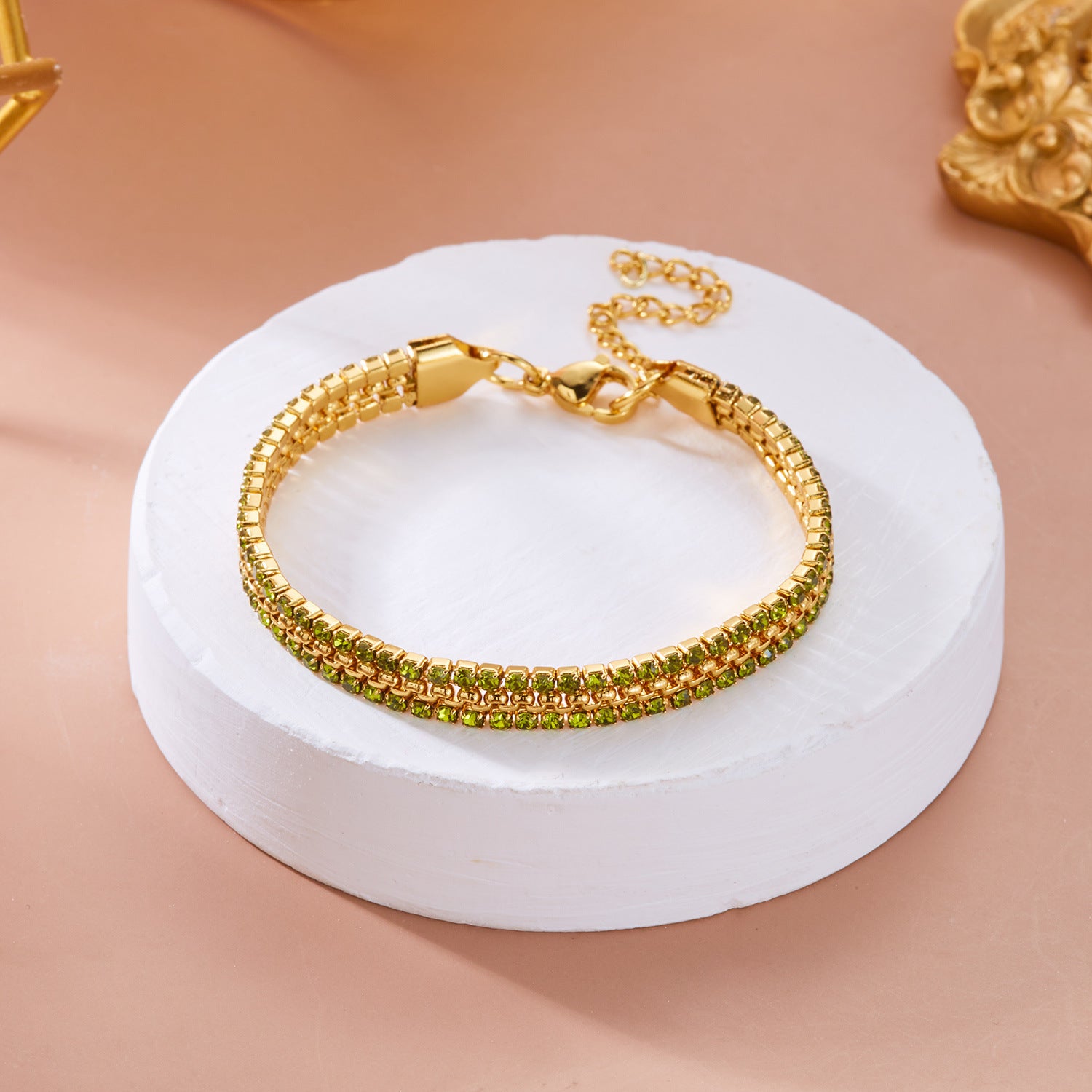 Wholesale Stainless Steel Diamond Bracelet Color Zircon Rhinestone Claw Chain