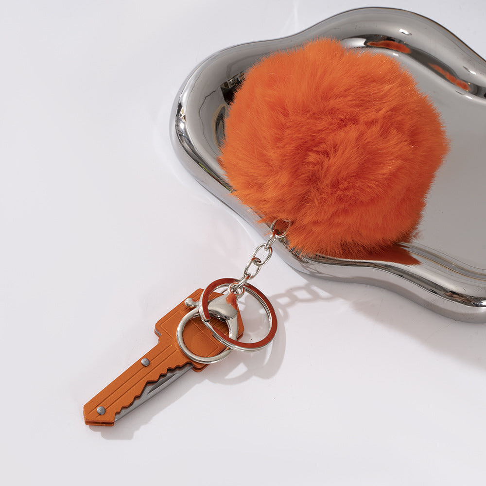 Wholesale Fur Ball Pom Pom Folding Keychain Keychains Accessories ACC-KC-ZhiYa036