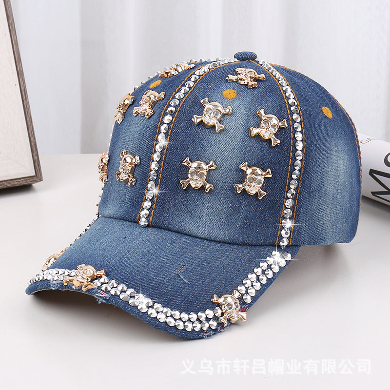 Wholesale Rhinestone Washed Denim Baseball Cap
