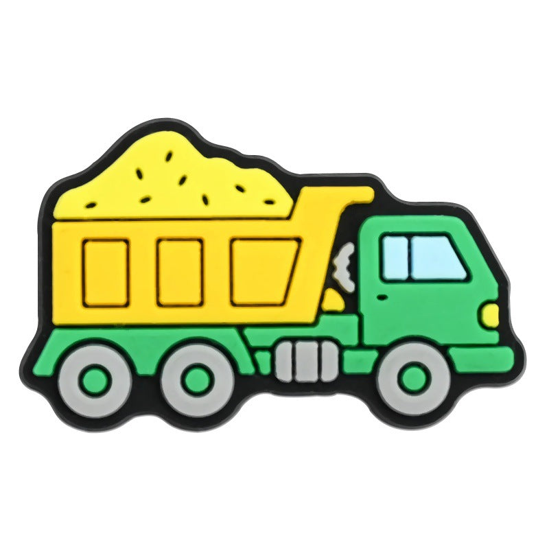 Wholesale Random 100pcs Cartoon construction  PVC Soft Rubber Shoe Buckle Decoration