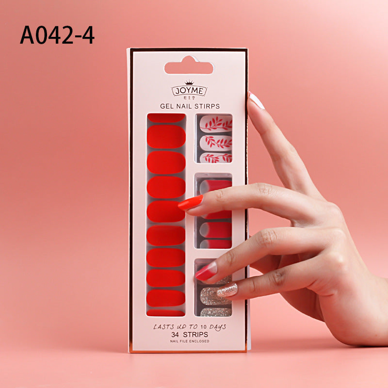 Wholesale Plastic Nail Stickers, Waterproof, Baking Free, Solid Color Nail Stickers, 34 Stickers Without Curling Edges ACC-NS-XKQ007