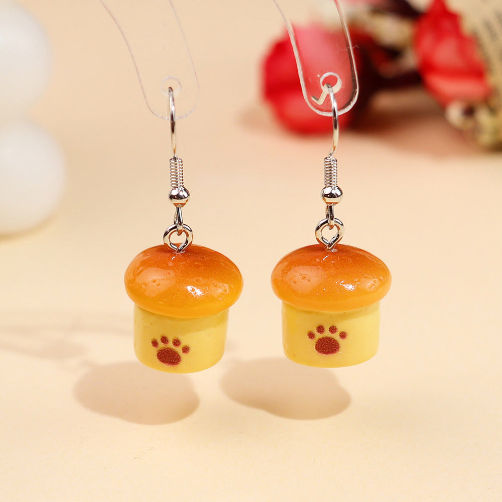 Wholesale  Fun Cute Cartoon Tray Pastry Food Play Earrings