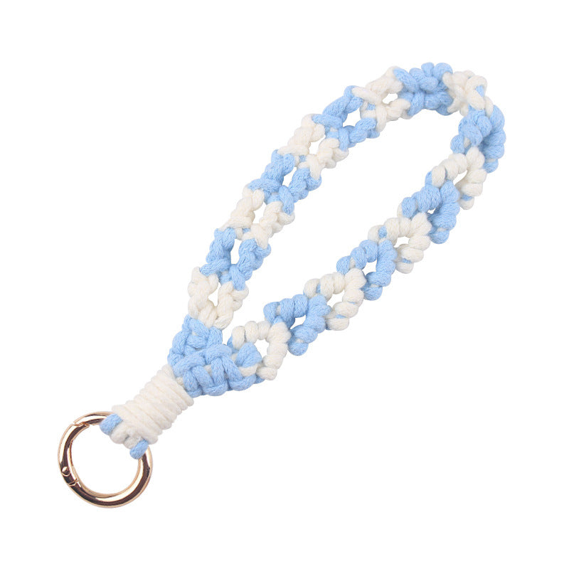 Wholesale  handmade woven leaf pattern lanyard keychain