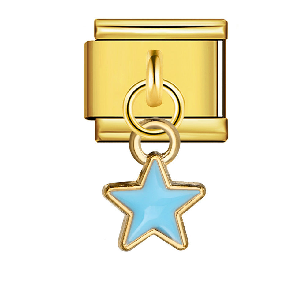 Wholesale  Italian Charm Bracelet 9mm DIY Star and Moon series  Creative Stainless Steel Composable Bracelet