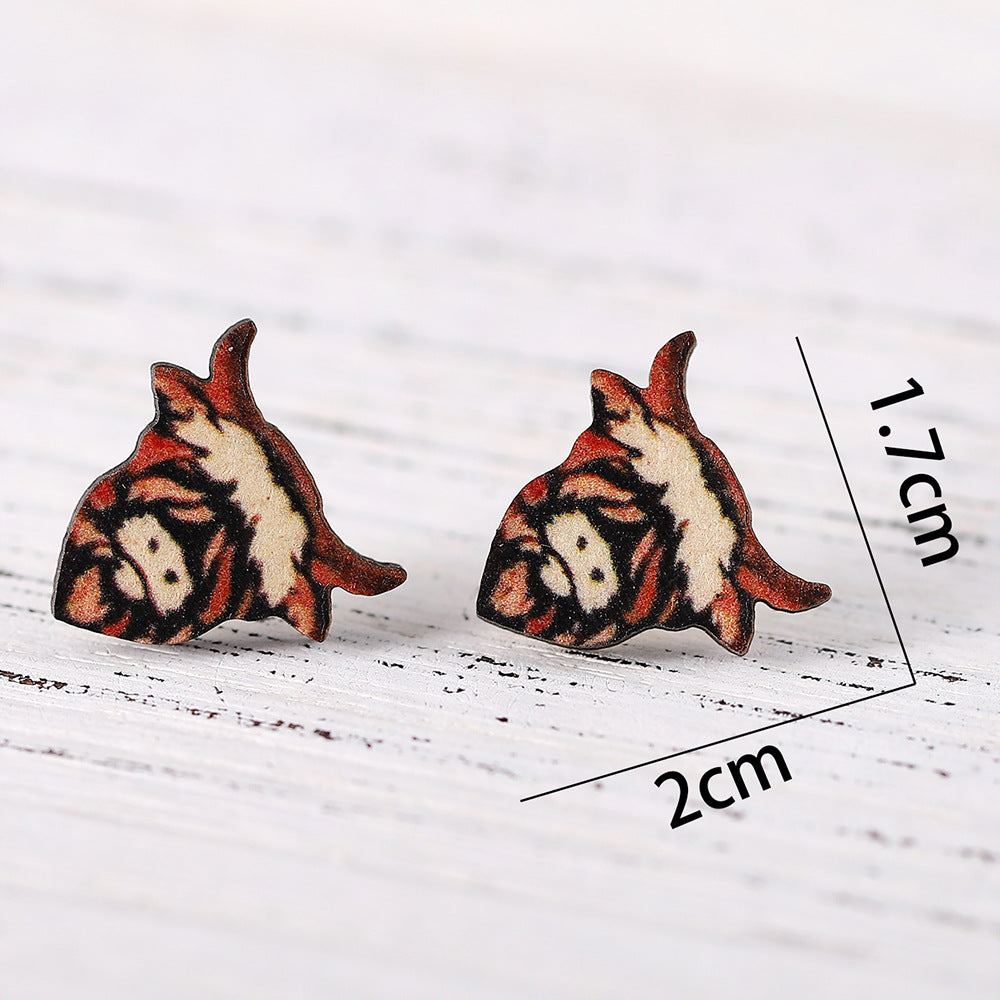 Wholesale western cowboy jewelry dairy love heart earrings