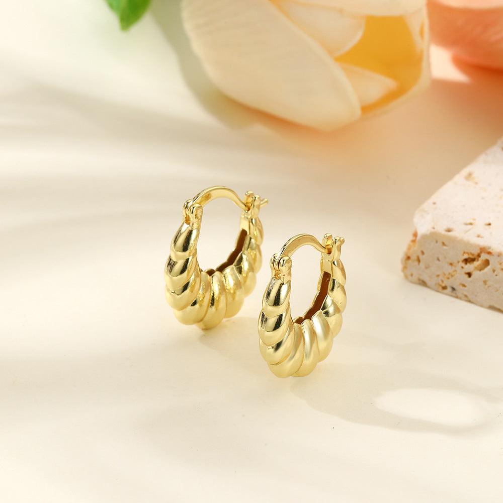Wholesale 18K gold hollow glossy twist earrings