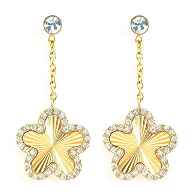 Wholesale 10PCS Titanium steel heart-shaped zircon earrings