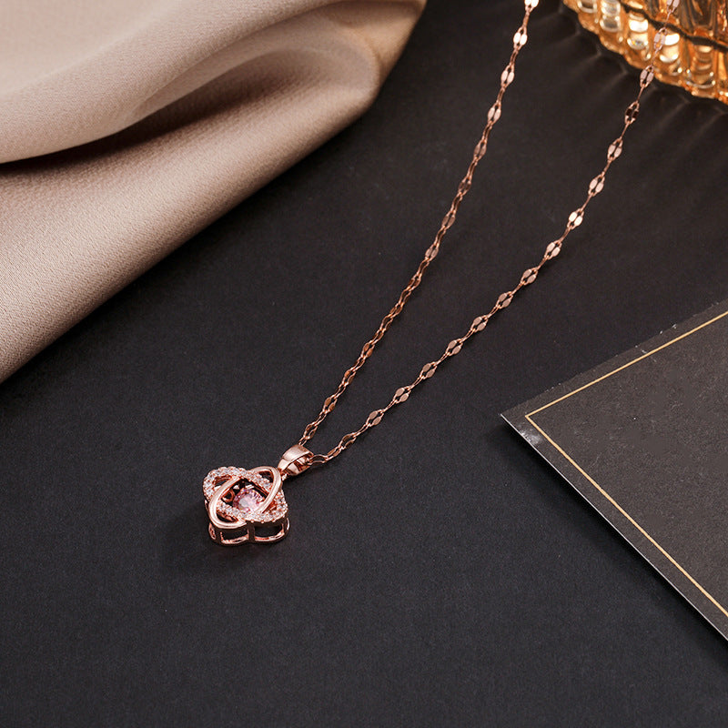 Wholesale Pendant with Diamond Rose Gold Lip Chain Titanium Steel Clavicle Chain Choker Necklace ACC-NE-Ruon002