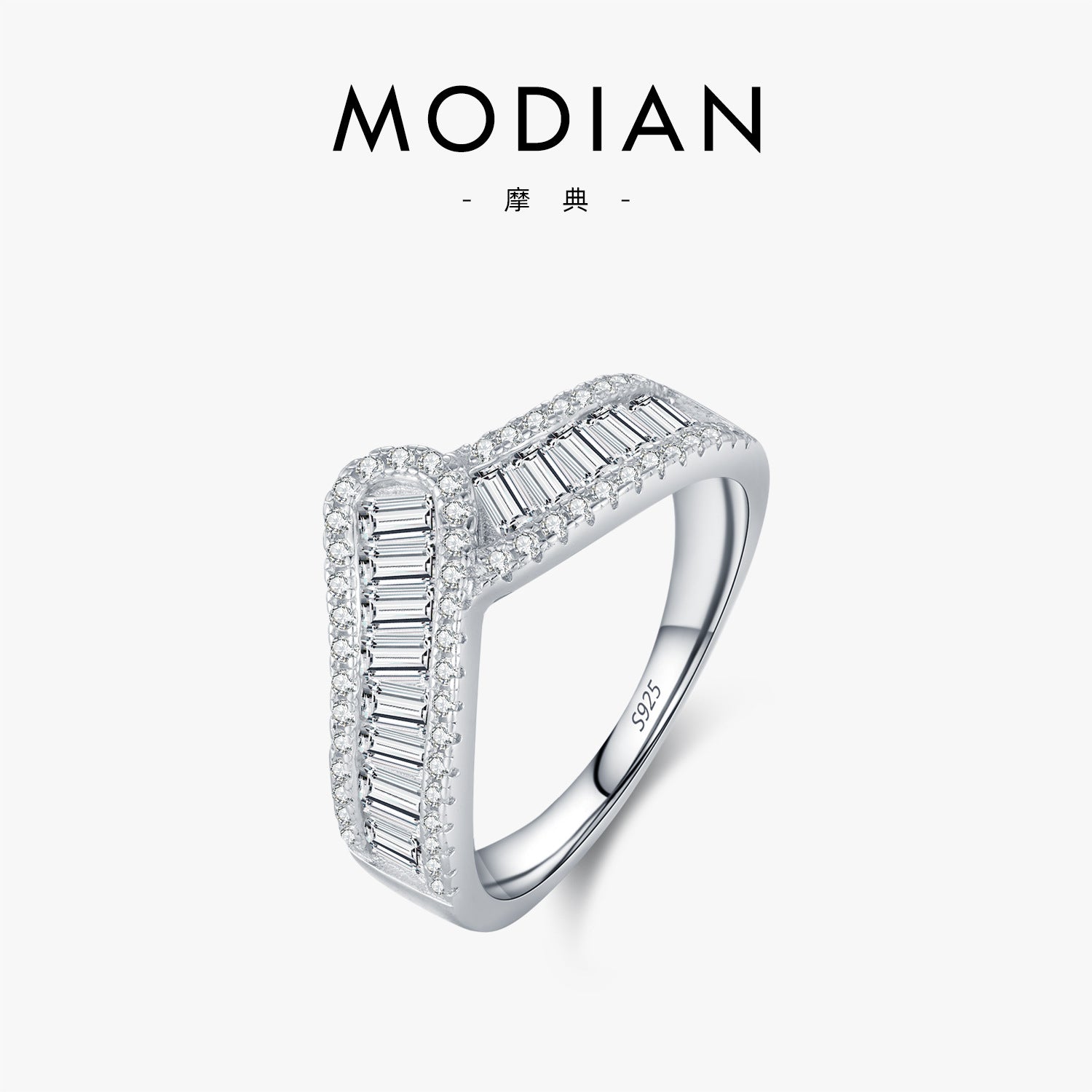 Wholesale s925 silver irregular line diamond ring