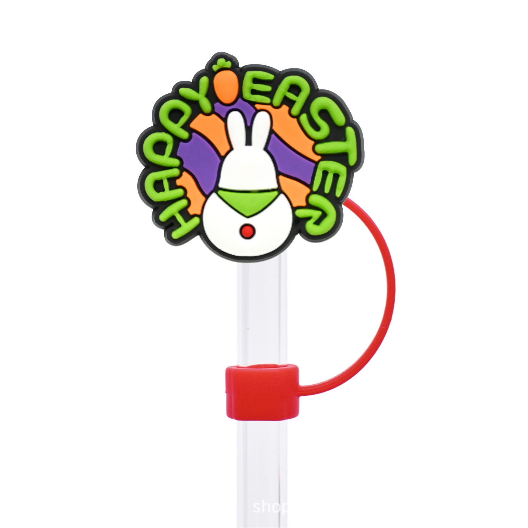 Wholesale Random 50pcs Easter Cute Bunny 10mm PVC Soft Straw Tube Cap