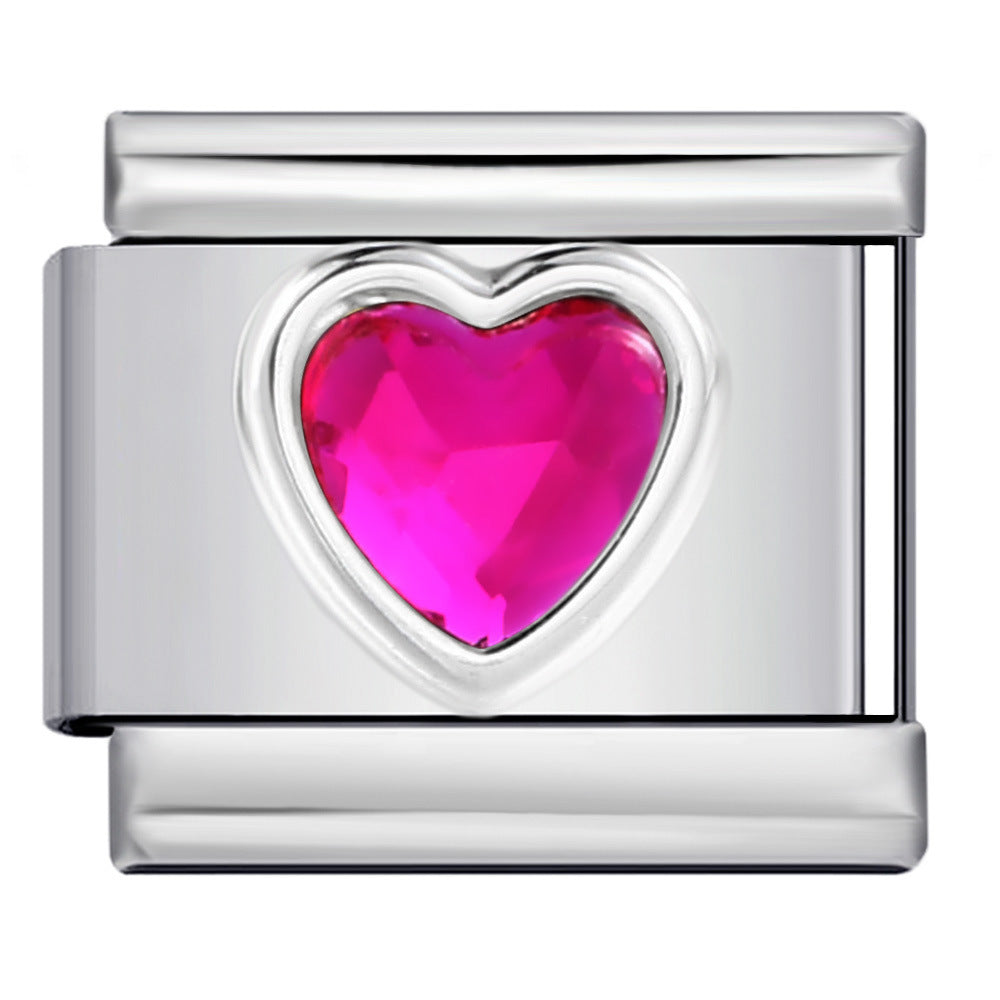 Wholesale Love Micro-inlaid Color Stone Italian Module Bracelet Stainless Steel Charms