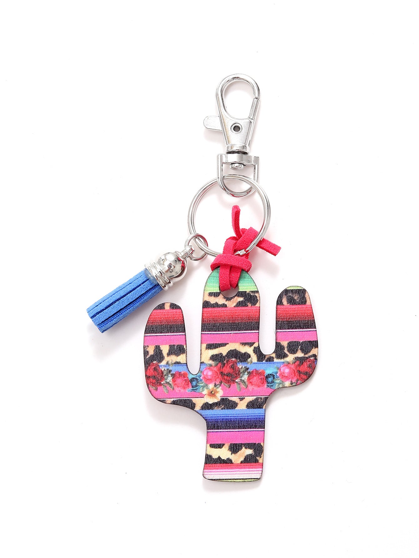 Wholesale Wooden Cactus Keychain Leopard Flower Rainbow Sunflower Keychains