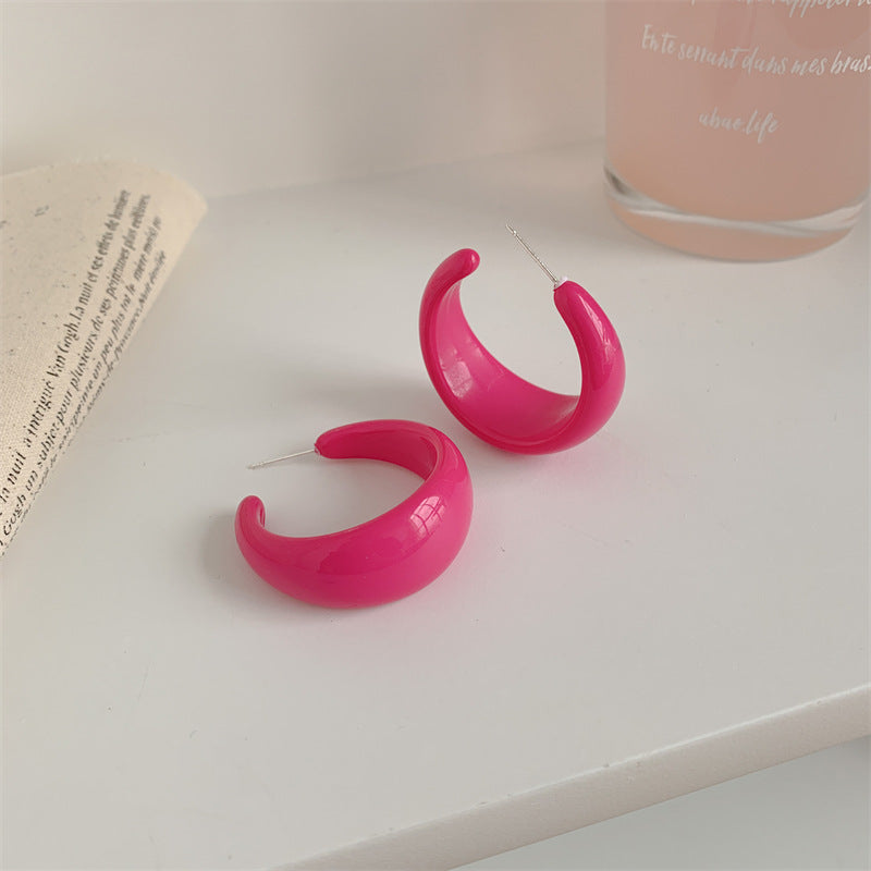 Wholesale Acrylic Vintage C Shape Geometric Earrings