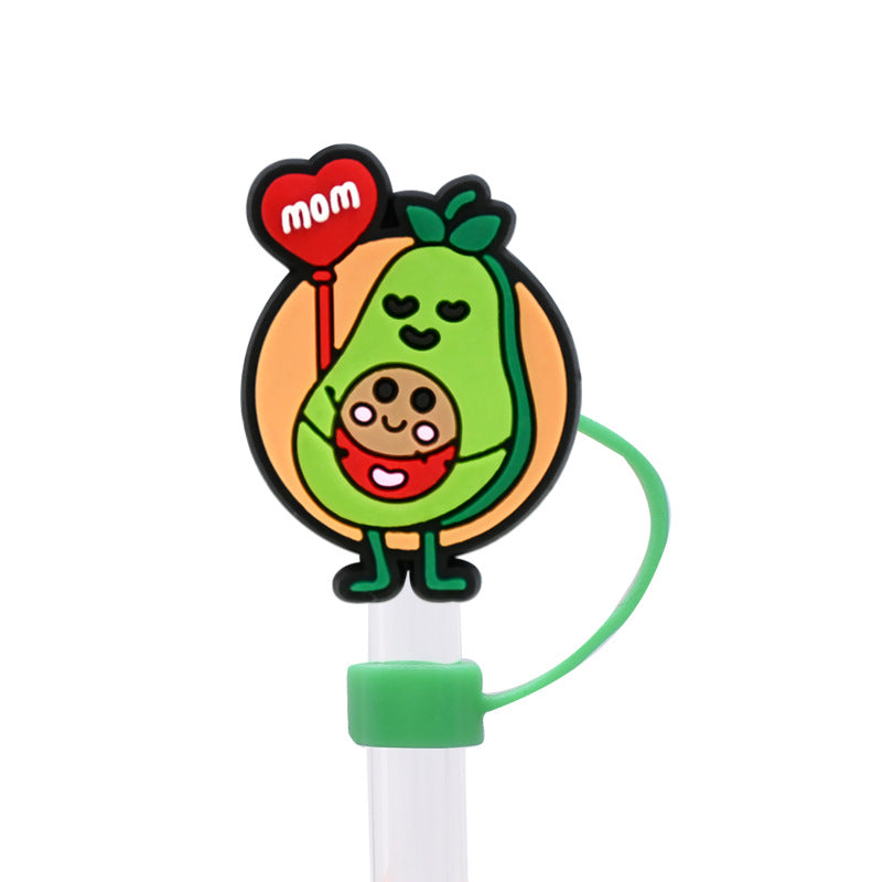 Wholesale Random 10pcs Avocado 8/10mm PVC Soft Straw Tube Cap