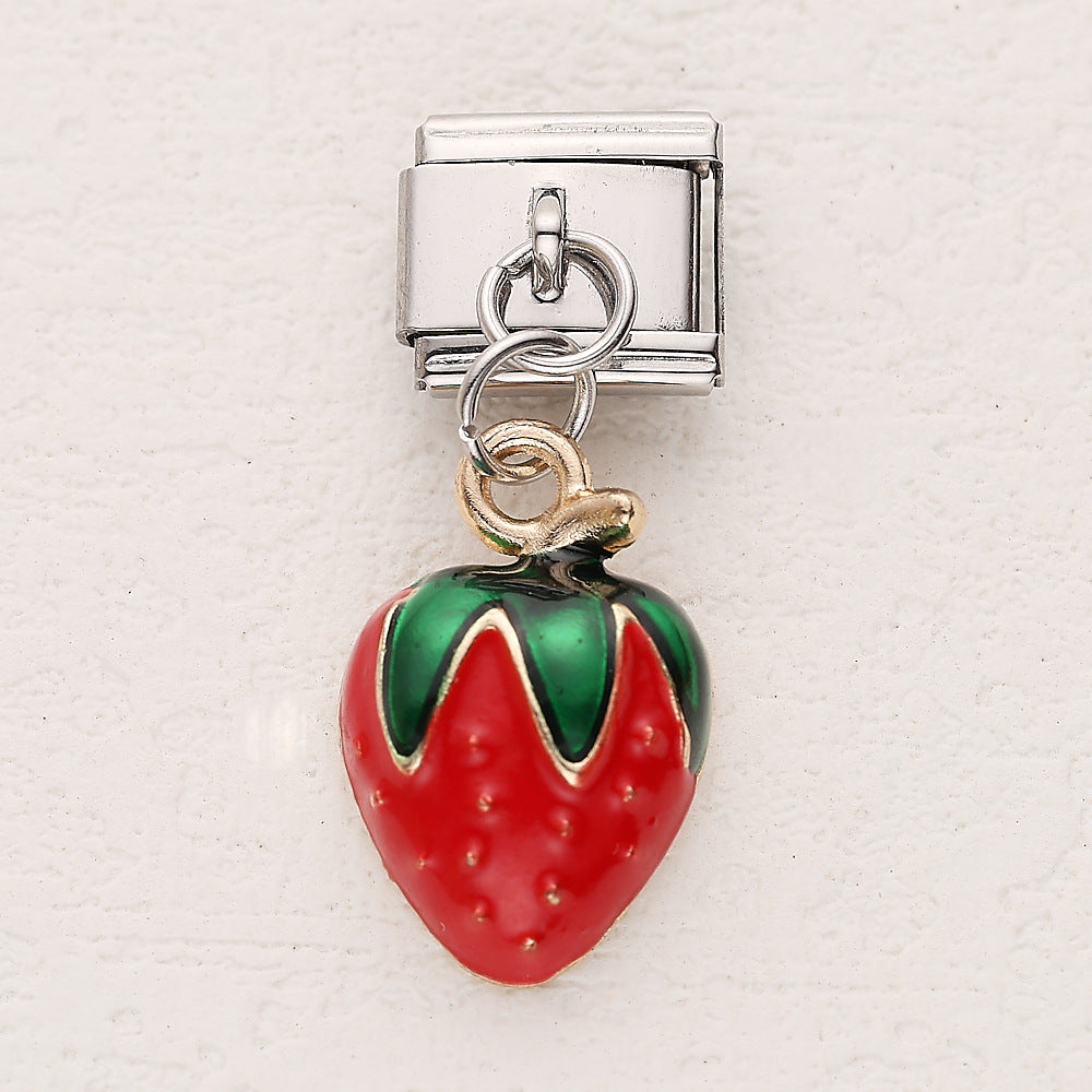 Wholesale 10pcs Italian Charm Bracelet 9mm DIY Splicing Strawberry Avocado Pendant Stainless Steel Composable Bracelet