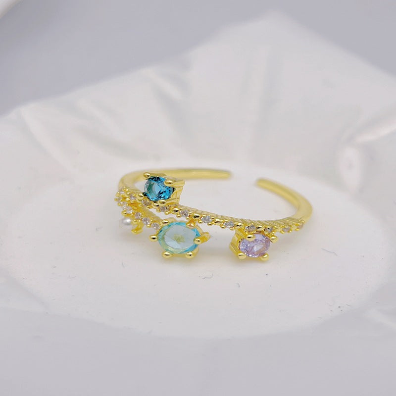 Wholesale Light Luxury Colored Zircon Open Rings ACC-RS-YXY049
