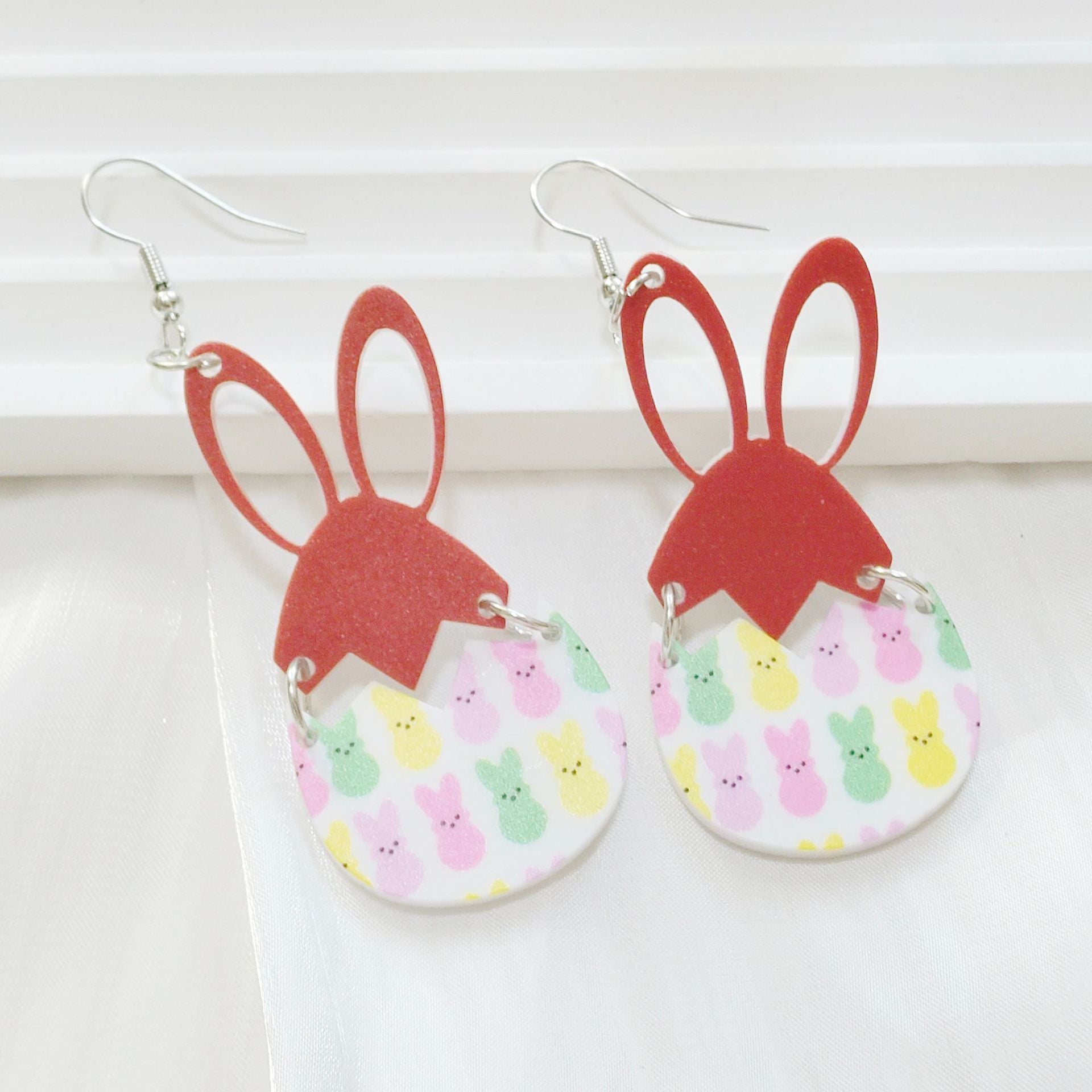 Wholesale 10pcs Easter Acrylic Colorful Cartoon Cute Bunny Earrings