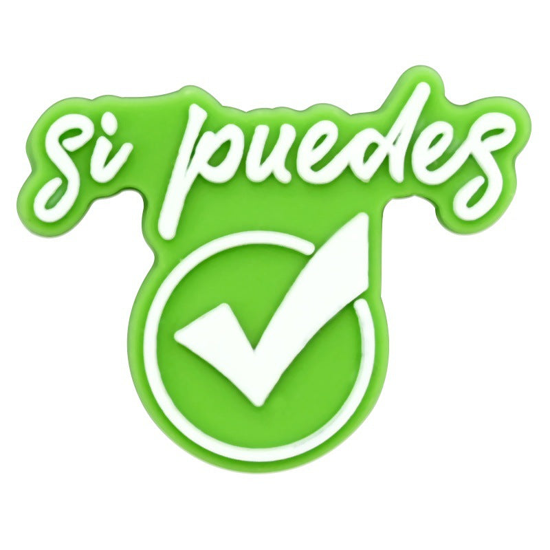 Wholesale  Random 100pcs Colorful Spanish phrase series PVC Soft Rubber Shoe Buckle Decoration