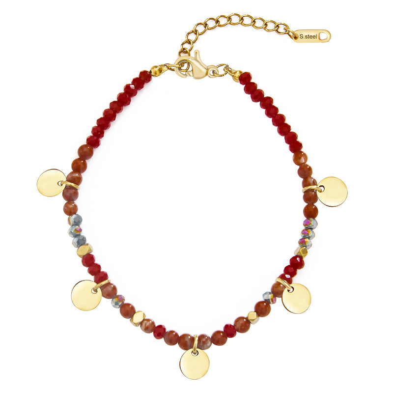 Wholesale Euro-American Turquoise Natural Stone Non-Fading Stainless Steel Stackable Bracelet - Trendy Everyday Jewelry for Women Gift Boutique