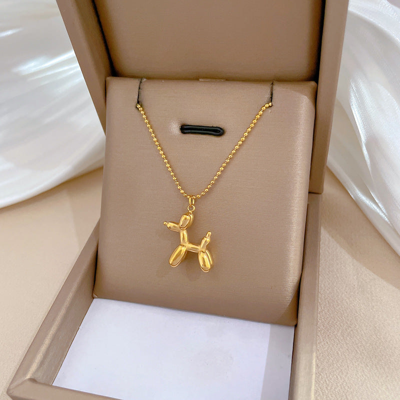 Wholesale Titanium Steel Three-dimensional Puppy Necklace Clavicle Chain Choker Necklace ACC-NE-LiGe007