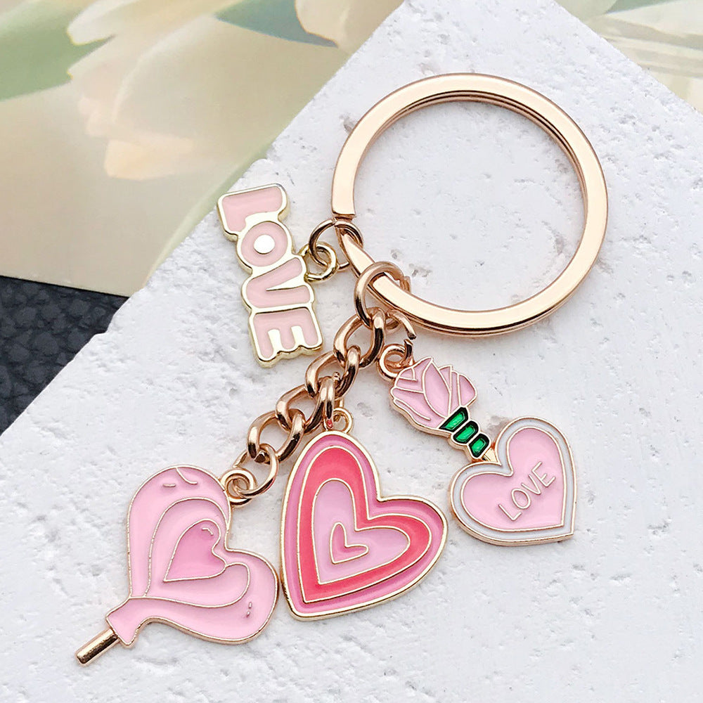 Wholesale Modern Art Love Rose Potion Keychain Fashion Jewelry Accessory for Couples Gift