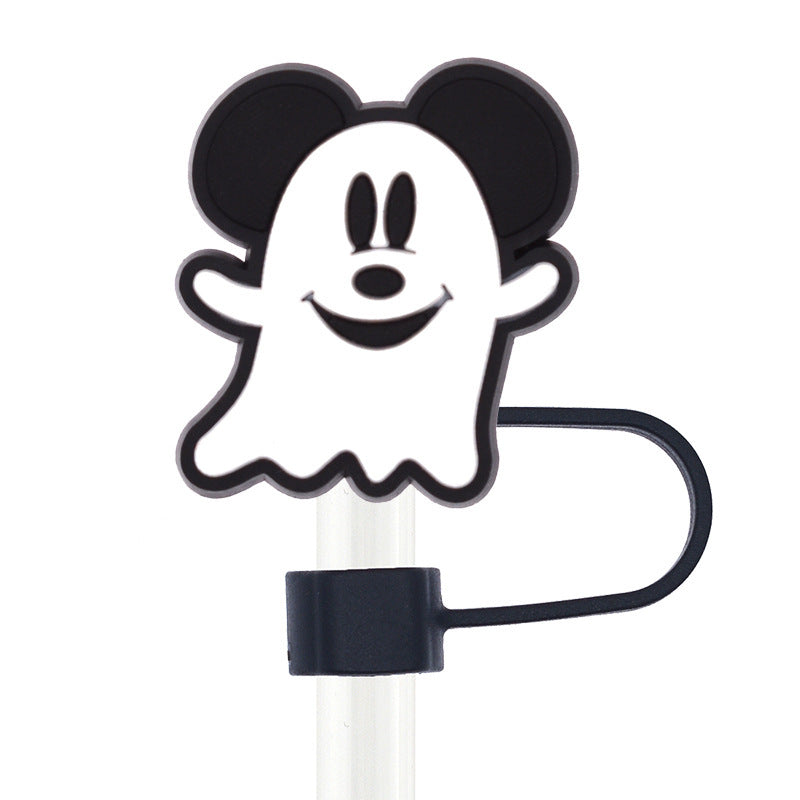 Wholesale 50pcs 10mm Straw Cover Cartoon Cute Ghost Silicone Straw Caps for Cup Decoration Straw Tube Cap ACC-SCR-SSL003