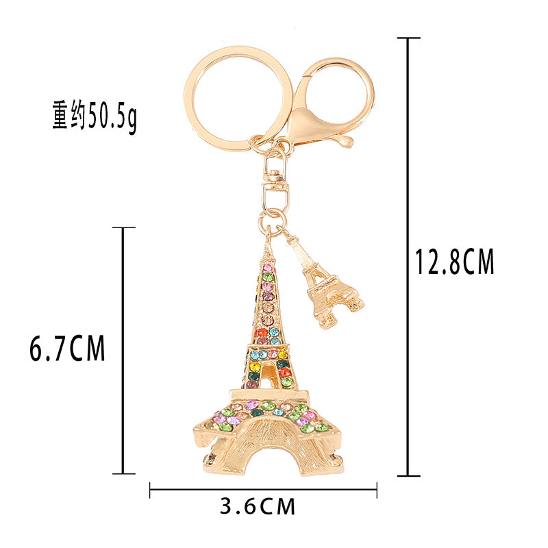 Wholesale Creative Rhinestone Paris Eiffel Tower Car Keychain