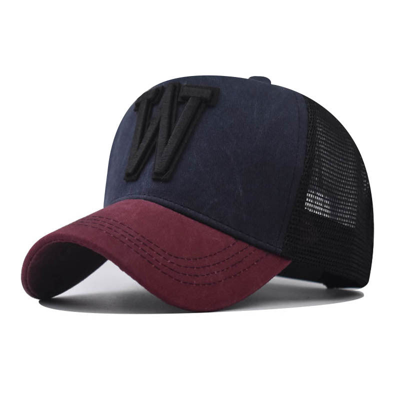 Wholesale 3D Embroidered Distressed Baseball Cap Trendy Adjustable Breathable Mesh Hat For Outdoor Summer