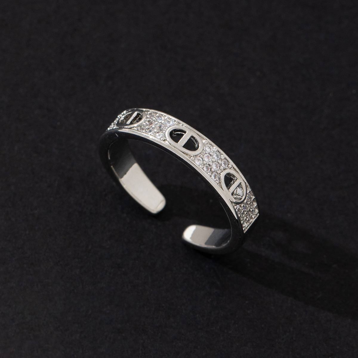 Wholesale Starry Zircon Ring Korean Fashion Cat Eye Couple Adjustable Ring Copper Jewelry Accessory For Boutique Resale