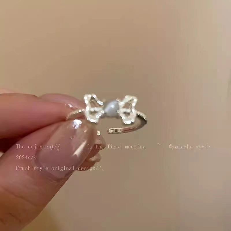 Wholesale  light green Butterfly Shining Opening Ring