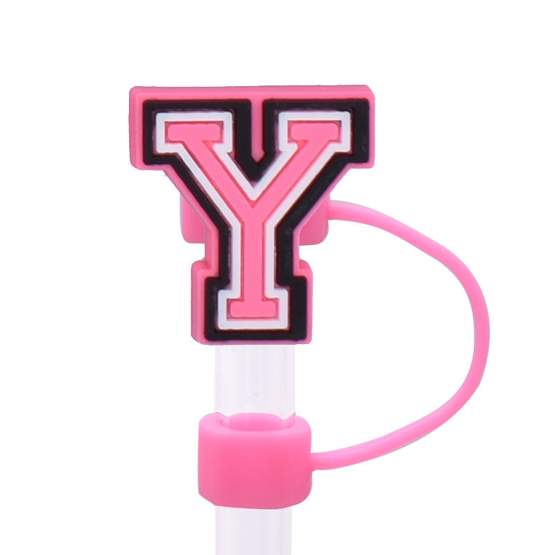 Wholesale Random 100pcs Pink letter cartoon Straw Cover Straw Tube Cap
