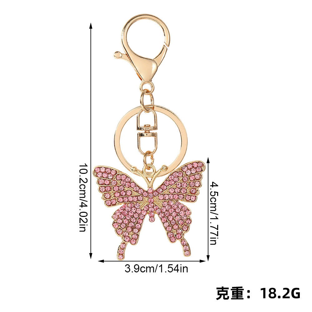 Wholesale Zinc Alloy Butterfly Rhinestone Keychain,  Stylish Bag Charm for Women,  Everyday Use Accessory