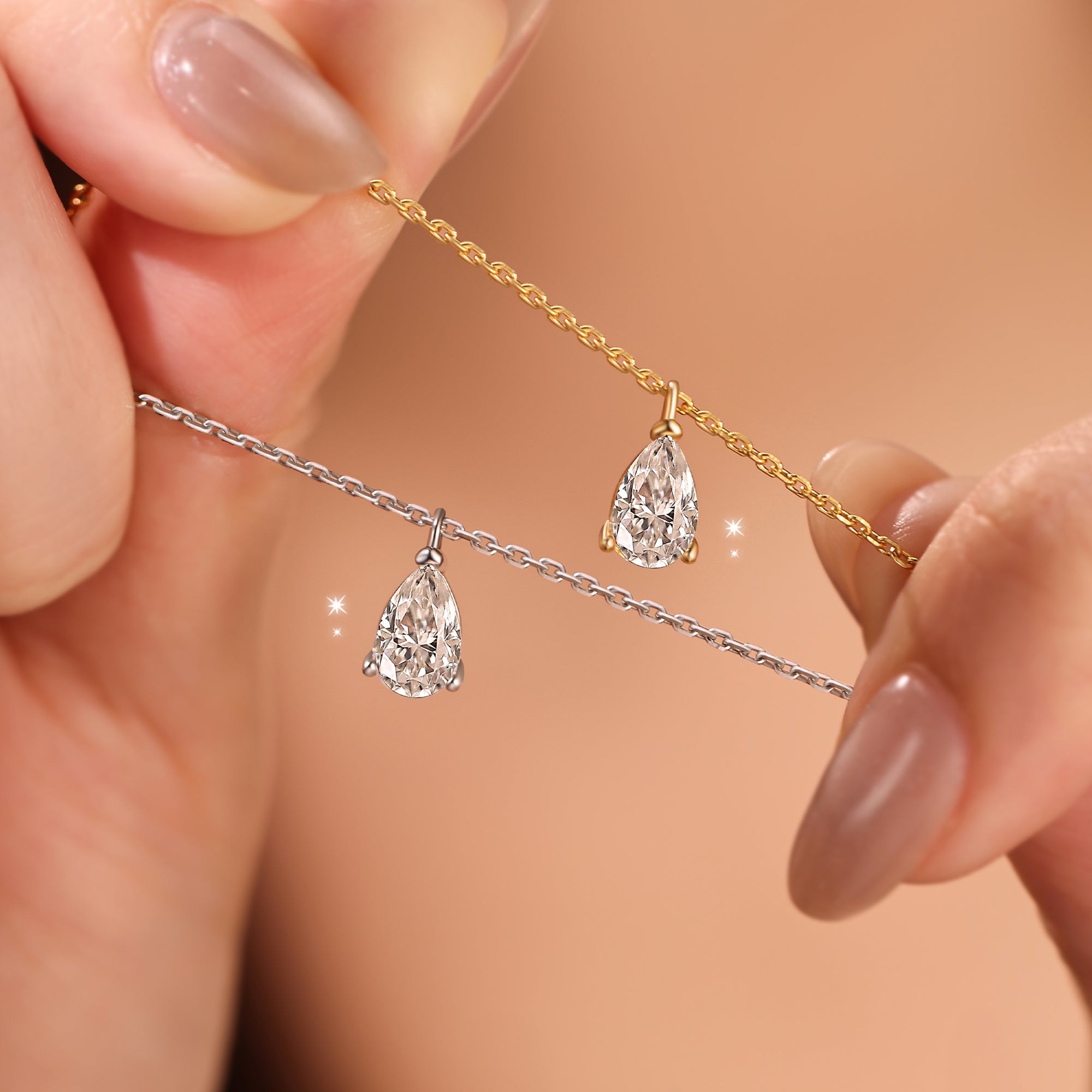 Wholesale Sterling Silver Zircon Water Drop Necklace White Gold Plated Collarbone Chain Simple Chic For Women Everyday Gift Boutique Fashion Accessory