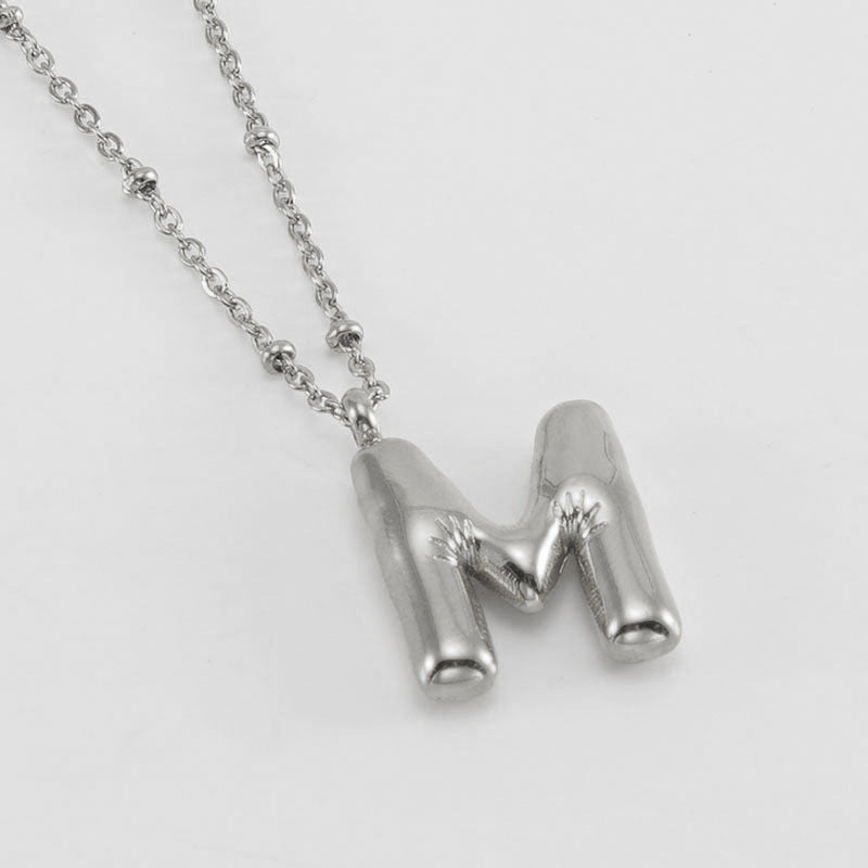 Wholesale  bubble letter necklace 18K stainless steel English letter pendant jewelry