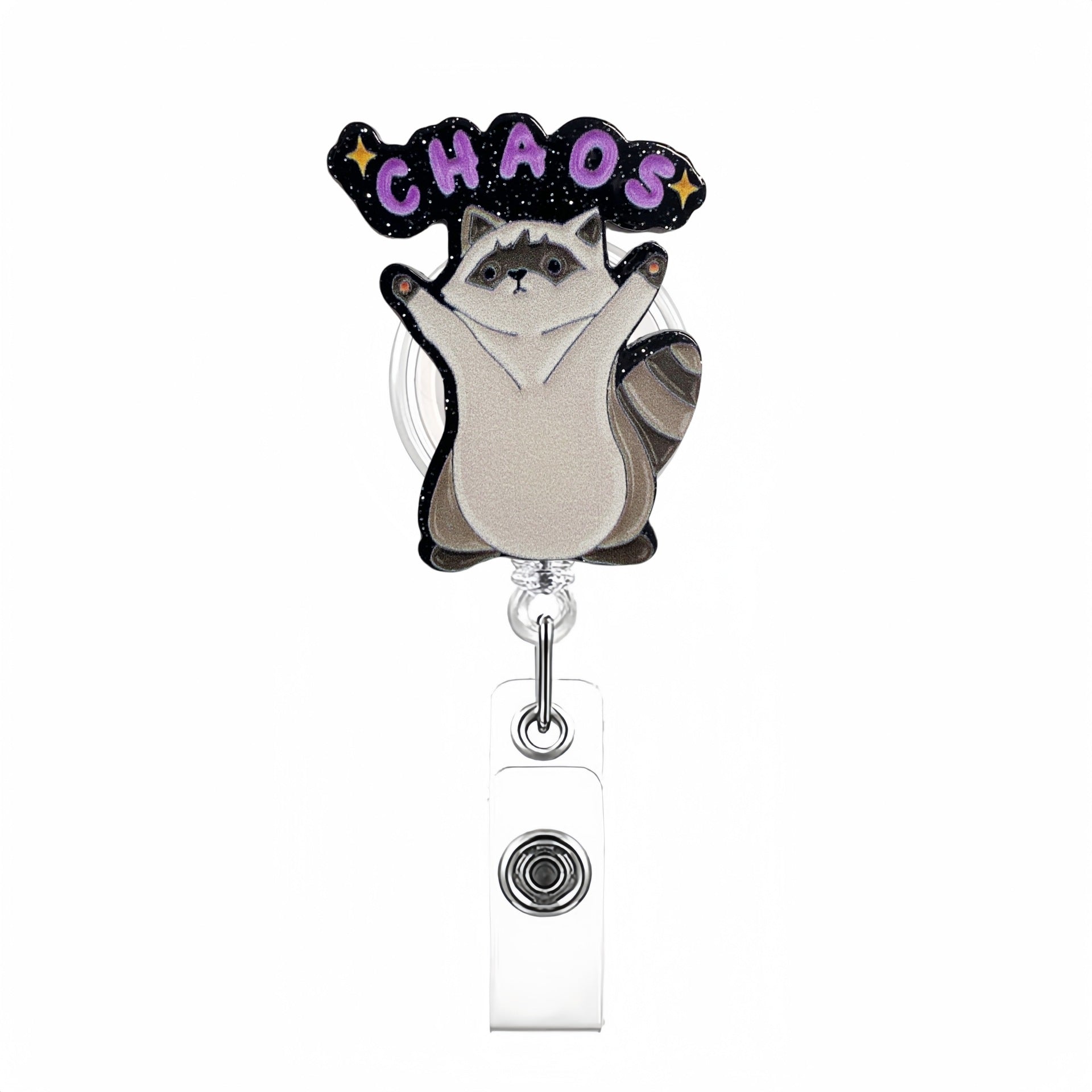 Wholesale Cartoon Raccoon Badge Reels Keychains